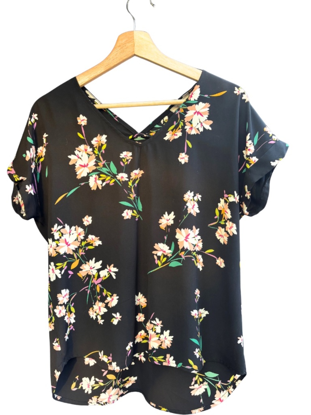 Pleione Short Sleeved Floral Blouse